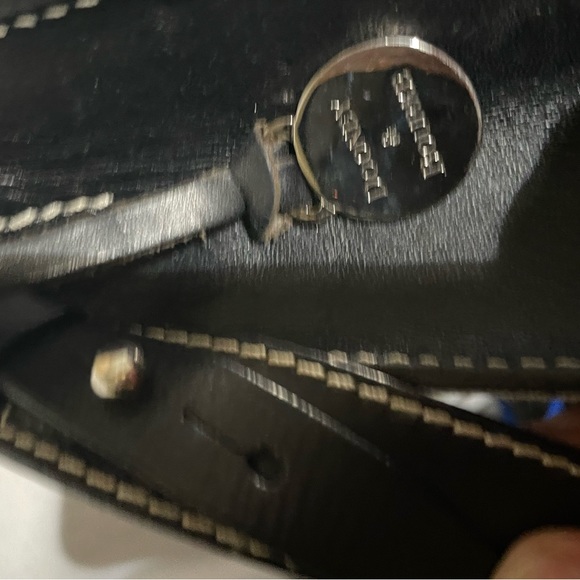 DOONEY AND BOURKE large ring flap grey and black canvas with black leather trim - Picture 11 of 16